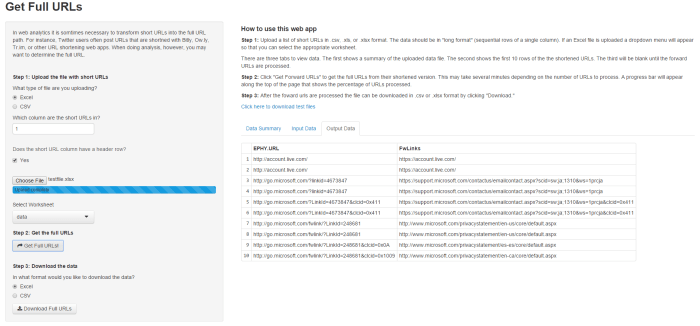Shiny App FwdLinks Screenshot